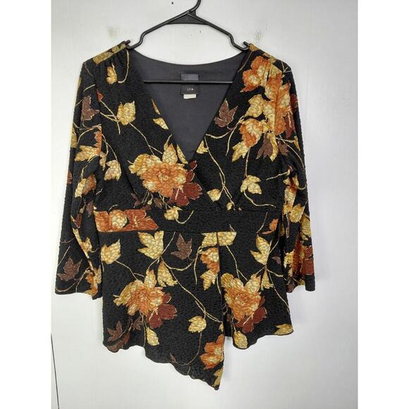 Vintage Top Womens L Babydoll Textured Faux Wrap Y2K Witchy Grunge Dark Fall - Picture 1 of 9